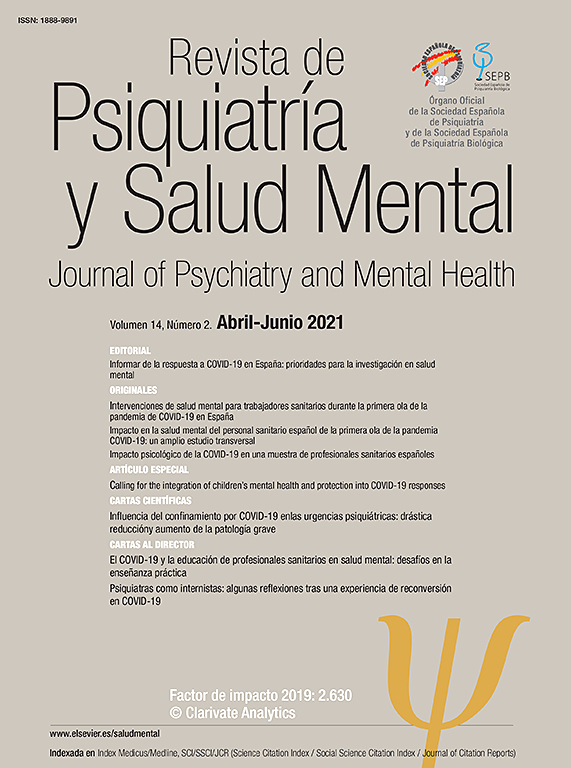 Portada Revista de Psiquiatría y Salud Mental Portada Revista de Psiquiatría y Salud Mental